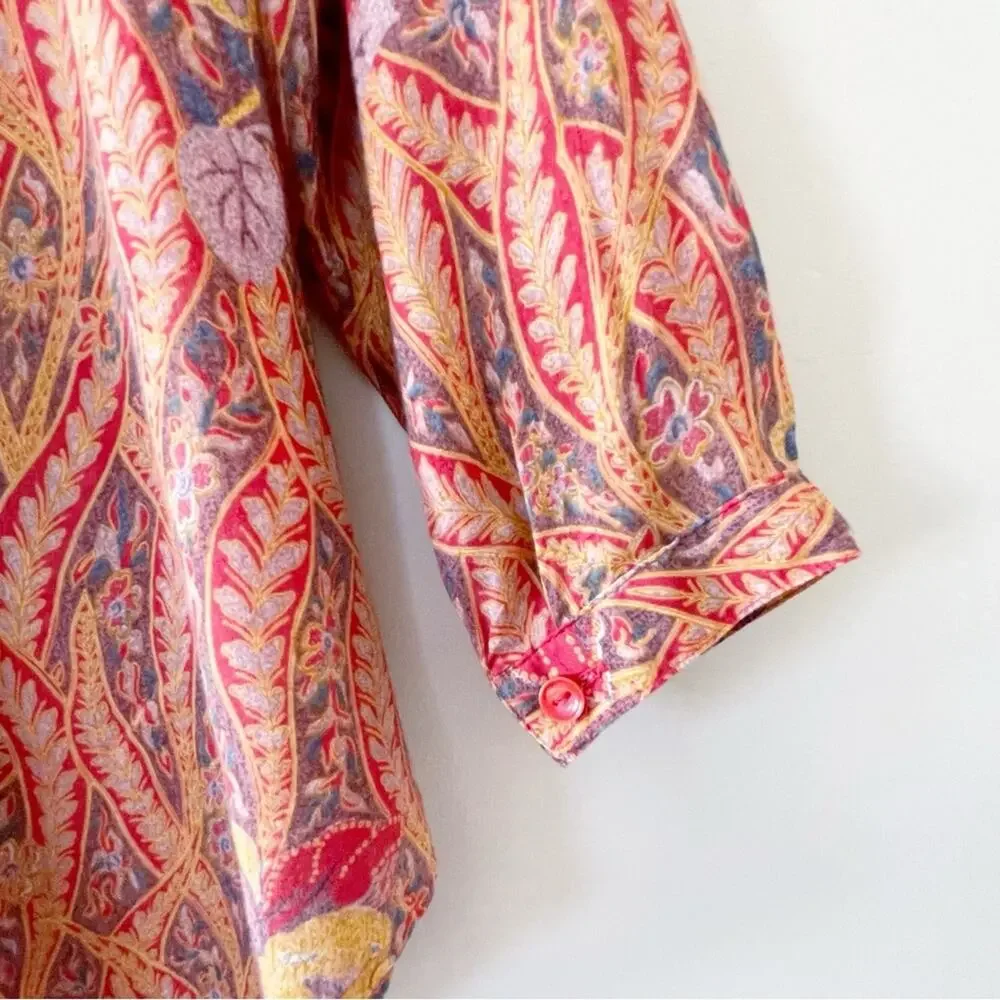 Lucky Brand Button Down Floral Print Top Orange Red Size Small EUC - Picture 10 of 15